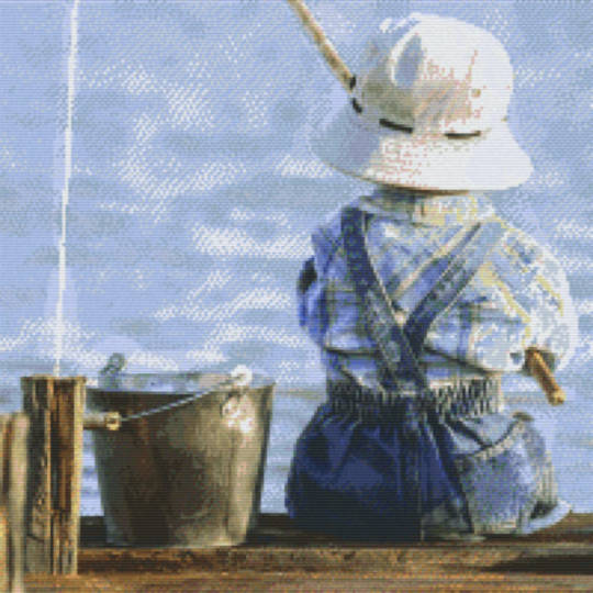 Little Boy Fishing Twenty [20] Baseplate PixelHobby Mini-mosaic Art Kit
